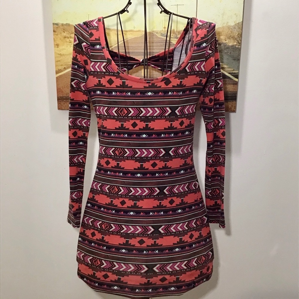 Volcom | Red Aztec Print Scoop Neck Dress S